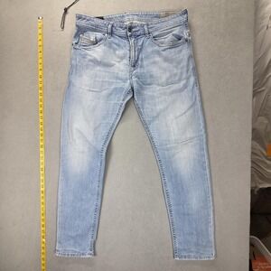 Diesel Jeans Mens 33x32 Altered Hem Blue Thommer Light Wash Slim Skinny 084QN